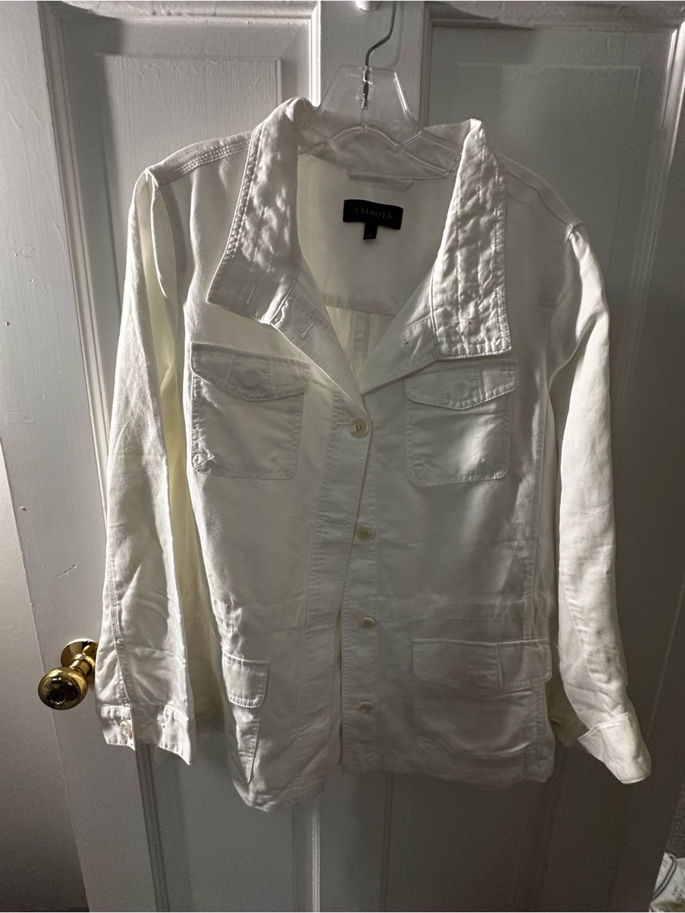 Talbots White Utility Jacket with Flap Pockets